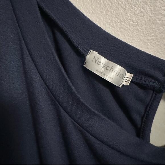 Blue Short Sleeve Crewneck Jumpsuit Womens XL Casual Stretchy Athleisure - Picture 7 of 8